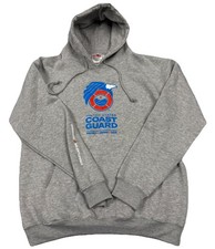 Bayside Made In USA U.S. Coast Guard Emblem Graphic Pullover Hoodie Med Gray