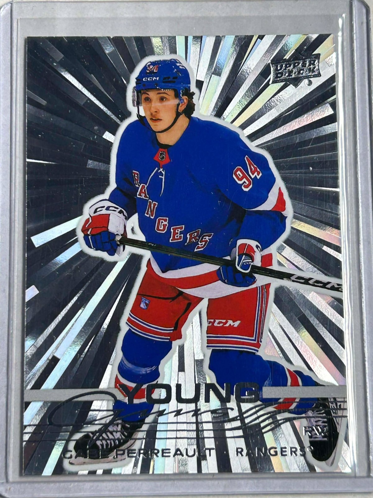 2025-26 Upper Deck Young Guns Silver Outburst #202 Gabe Perreault - Rangers