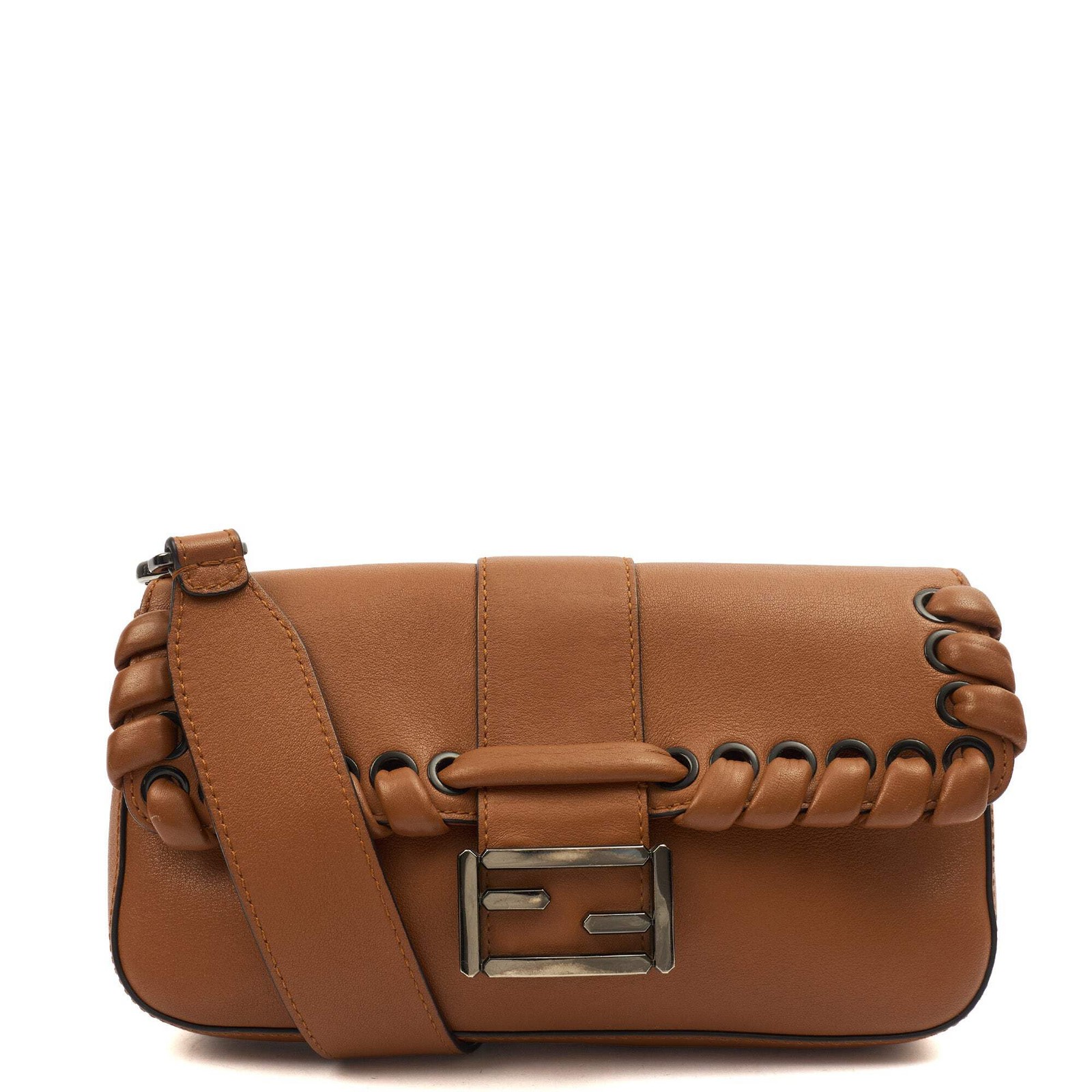Fendi Shoulder Bag Baguette in Brown, Leather