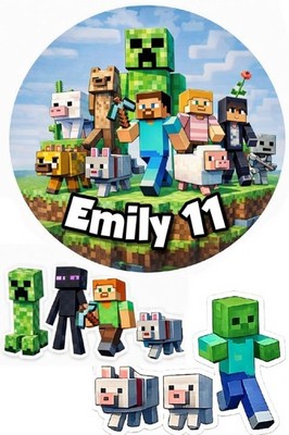 Essbar Tortenaufleger Minecraft Tortenaufleger Fondantpapier personalisierbar