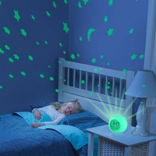 Alarm Clock for Kids Moon Stars Projector Night Light Snooze Temperature Color