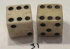 Authentic Vintage Pair Bone (Bovine) Dice 7/16+”