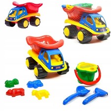 Sandkasten-kipplaster mit Eimer, Förmchen, Schaufel & Rechen, 8tlg.