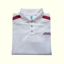 NCAA VTG 90s Y2K OU SOONERS OKLAHOMA FOOTBALL ACTIVE POLO T SHIRT WHITE MESH MED