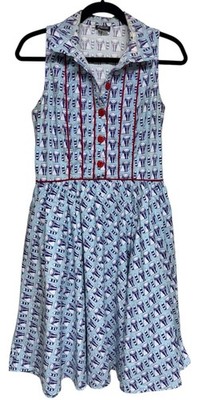 Retrolicious  A-Line Dress Raccoons With Red Piping Women s Size Medium