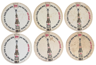 6 Large 7'' PIELS REAL DRAFT BEER Tray Coasters Brooklyn NY & Willimansett MA
