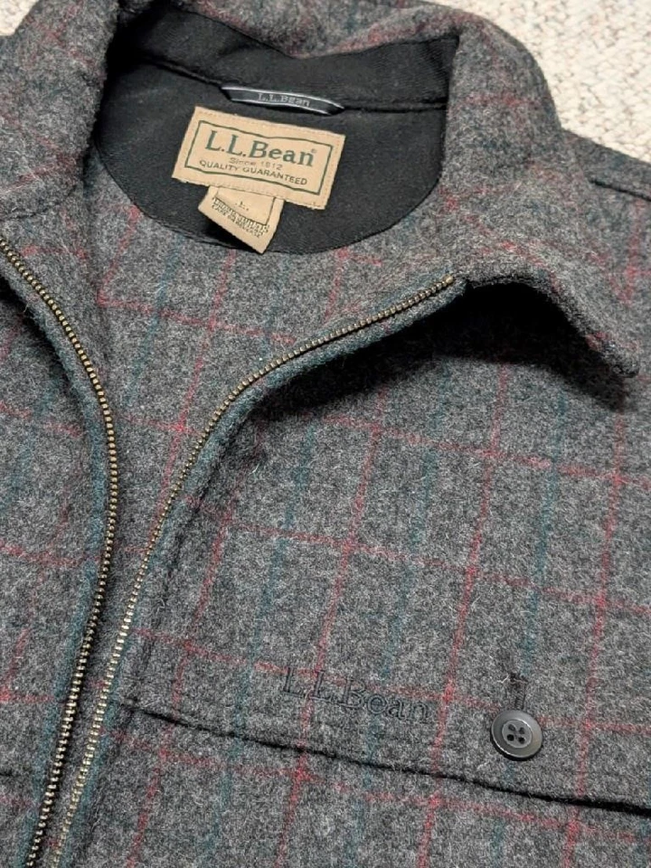 vintage LL BEAN wool jacket MALONE windowpane LT tall coat MACKINAW cape double - Image 4 of 4