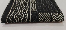 Indian Hand Block Dabu Twin Size Cotton Kantha Quilt Throw Blanket Bedspread