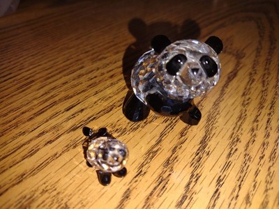SWAROVSKI Crystal Panda  Bear Mother + Baby 181080 + 181081 Baby ears Loose Inc