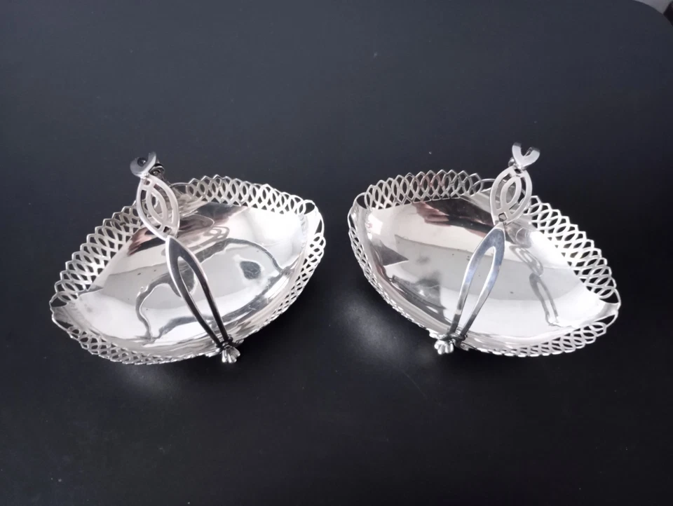 Antique - Pair of Solid Silver - Bon Bon Baskets - London 1908 — 第 2/4 张图片