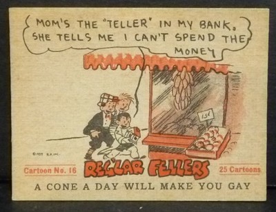 RARE Reg'lar Fellers Ice Cream Trading Card #16 ''Mom's The Teller.'' R F Inc 1939
