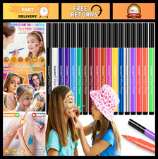 18 Colors Face Painting Markers - Waterproof, Sweatproof Tattoo Pens for Kids
