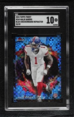 2024 Finest Blue Checkerboard Refractor 33/49 Malik Nabers SGC 10 Rookie RC 0r0s