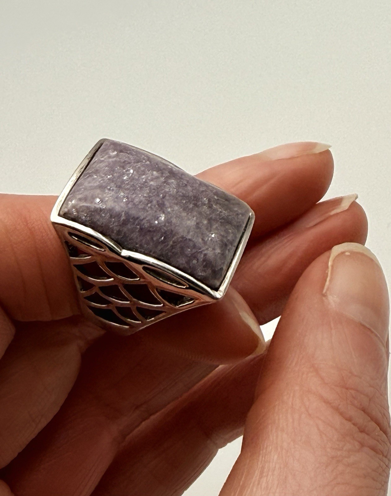 Sterling Silver Lepidolite Ring Large Statement S… - image 12