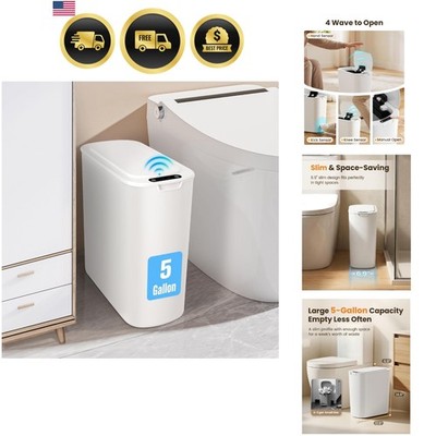 Motion Sensor Trash Can, 5 Gallon Automatic Bathroom Garbage Can with Lid, To...