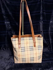 Burberry London Check Tote Bag Classic Nova Check Beige Black Medium Size