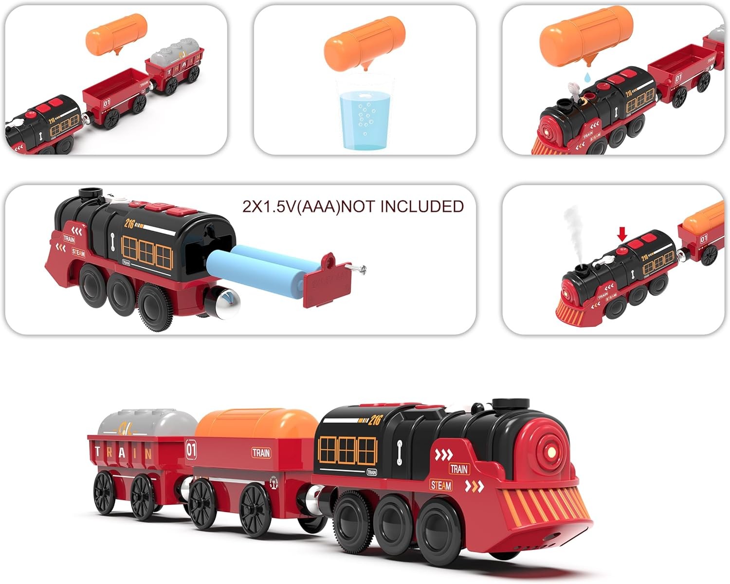 Toy Train Electric Set for Wooden Tracks, Christmas Motorized Train... 