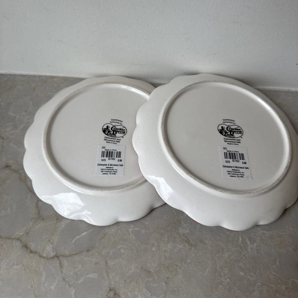 NEW NWT SET 2 Cracker Barrel Sleeping Gnome Mushroom Frog Flowers 8.25” Plate - Image 4 of 4