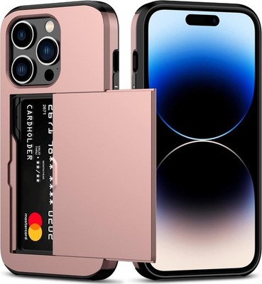 iPhone 14 Pro Case with Card Holder Heavy Duty Protective Dual Layer Shockproof