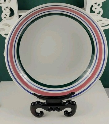 La Primula S.R.L Serving Bowl - Blue,Red,Green Bands - 14 1/2
