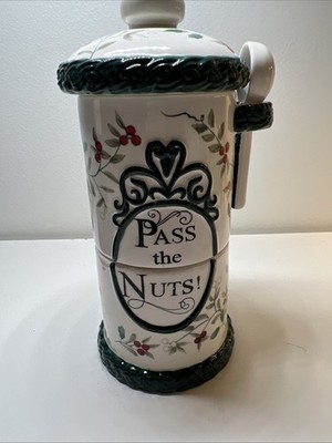 Pfaltzgraff Winterberry ''Pass the Nuts'' Christmas Stacking Holly Berry 