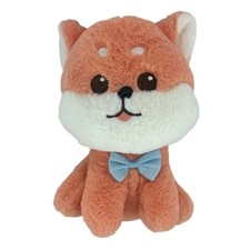 Shiba Inu Plush Toy Kids 9 Inch Orange Blue Bow Tie Kawaii Dog Stuffed