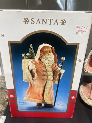 Fabriche Kirk Adler Handcrafted Victorian Santa 10'' tall New In Box Peach Color