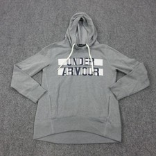 Under Armour Hoodie Womens Small Gray Pullover Fleece Sweatshirt Logo 1307777