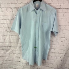Brooks Brothers 346 Light Blue short sleeve 100 cotton dress Shirt mens sz 16.5