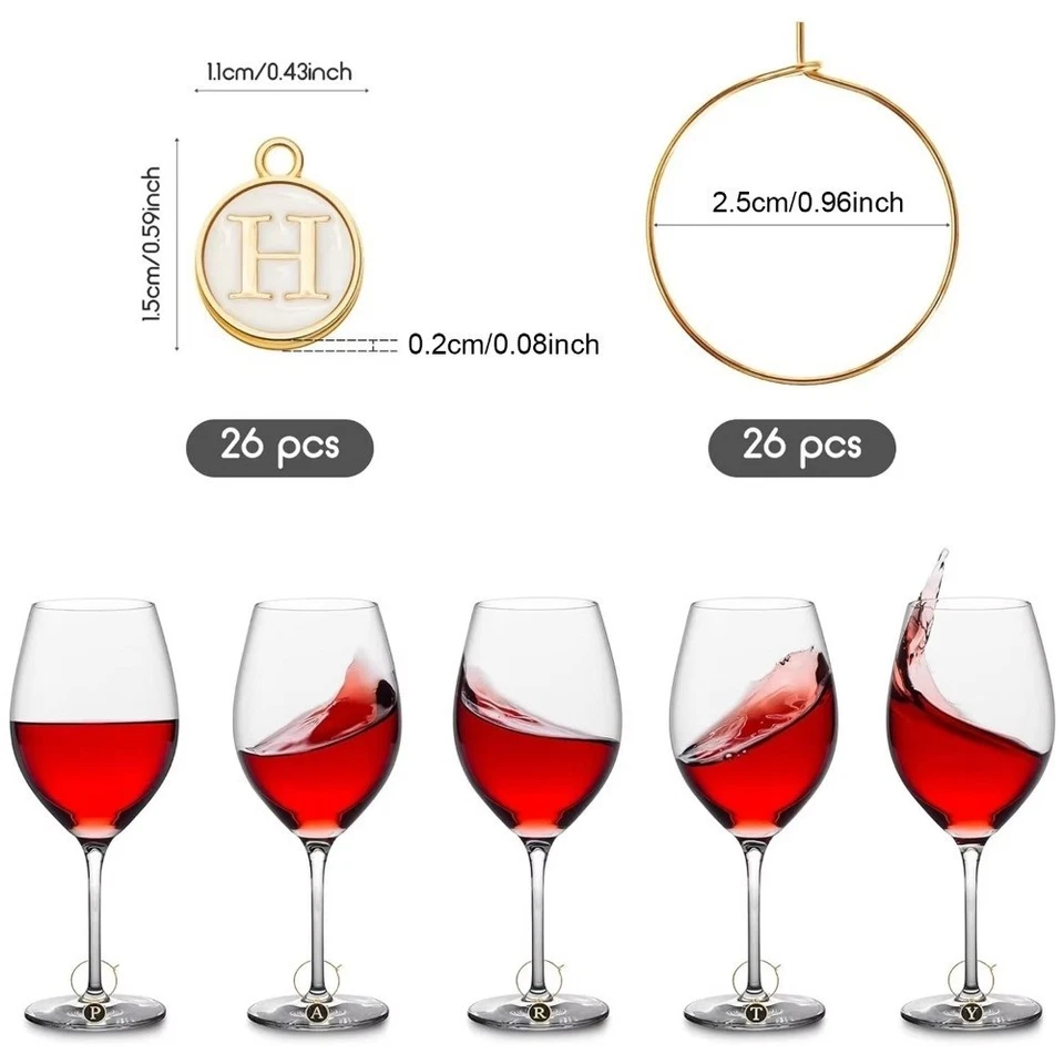26Pcs Metal Wine Glass Charm Rings Wine Glass Hoops  Wedding Party Decor - image 2 of 4