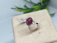 Natural Red Garnet Silver Ring 925 Sterling Silver January Red Birthstone Ring
