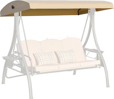 Khaki 3 Seat Outdoor Swing Canopy Replacement Cover UV Resistant 77x47x9in