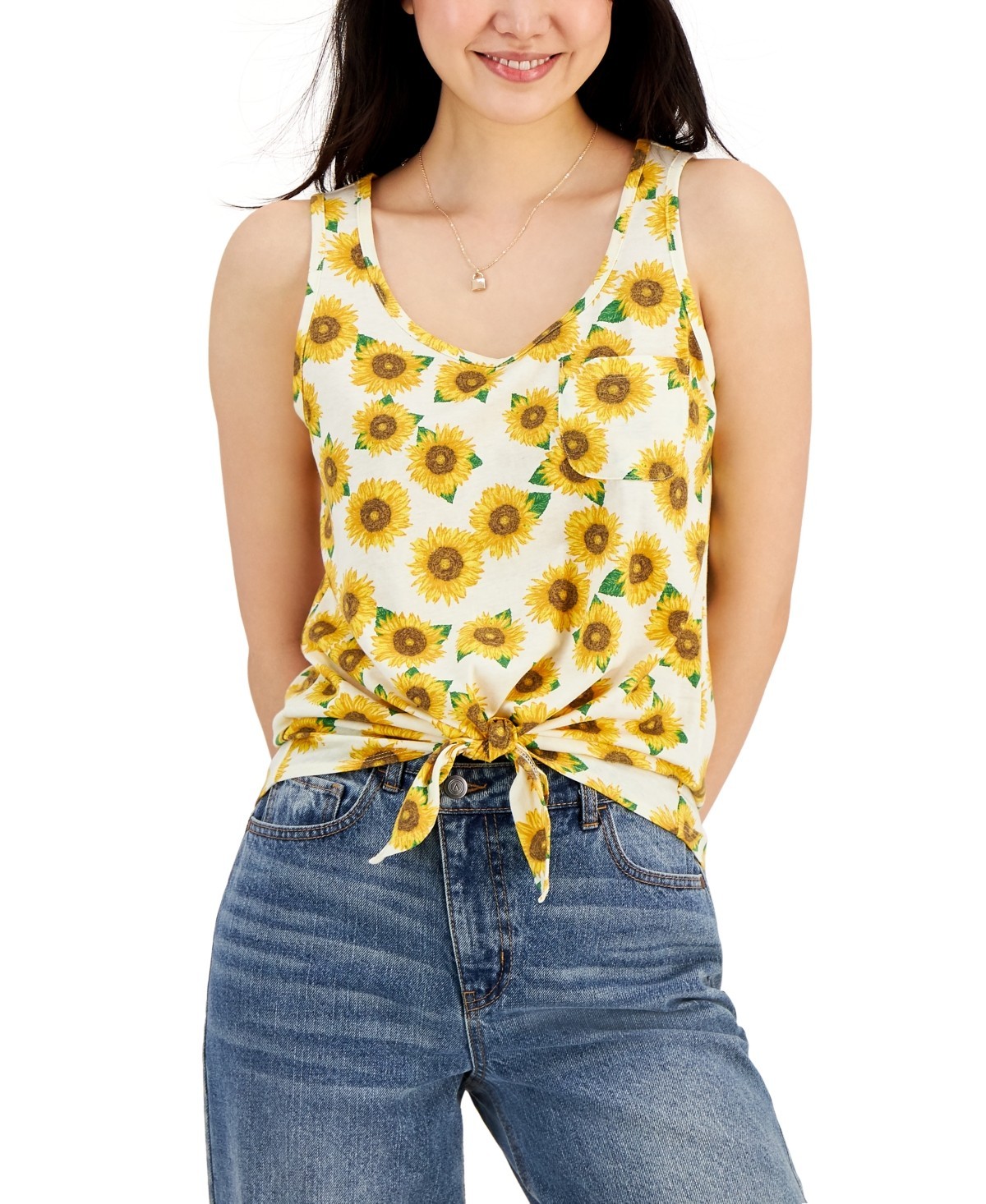 Майка на завязках с принтом подсолнуха Rebellious One Juniors XS Светло-серый пуловер