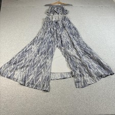 ASTR The Label Dress Women Medium Blue Animal Print Maxi Cutout Halter Tie Back
