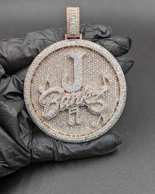 3.00Ct Round Cut Moissanite Men's Customized Letter Pendant Yellow Gold Plated