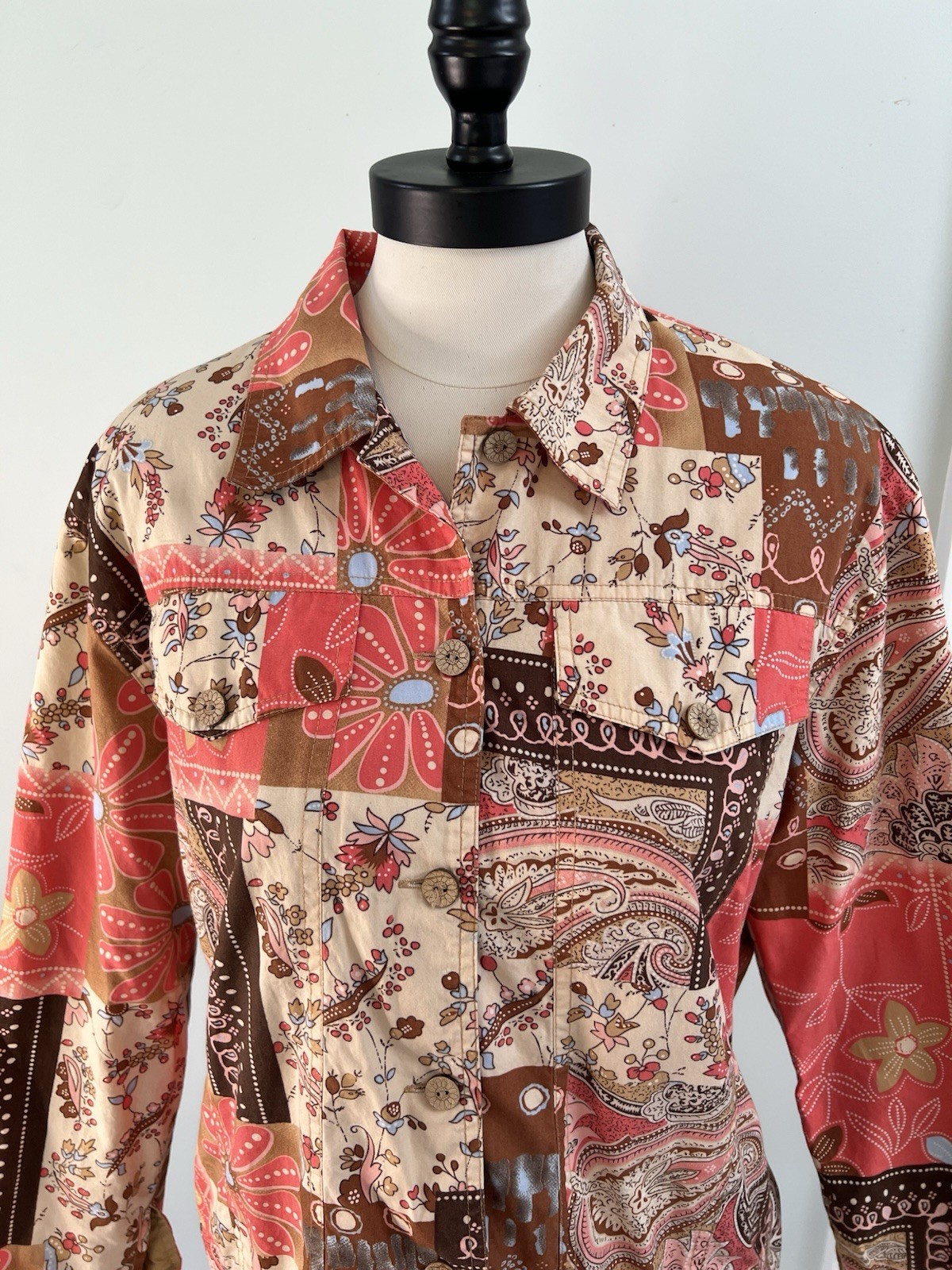 Anne Carson WM LG Patchwork Boho Jacket Shacket S… - image 2