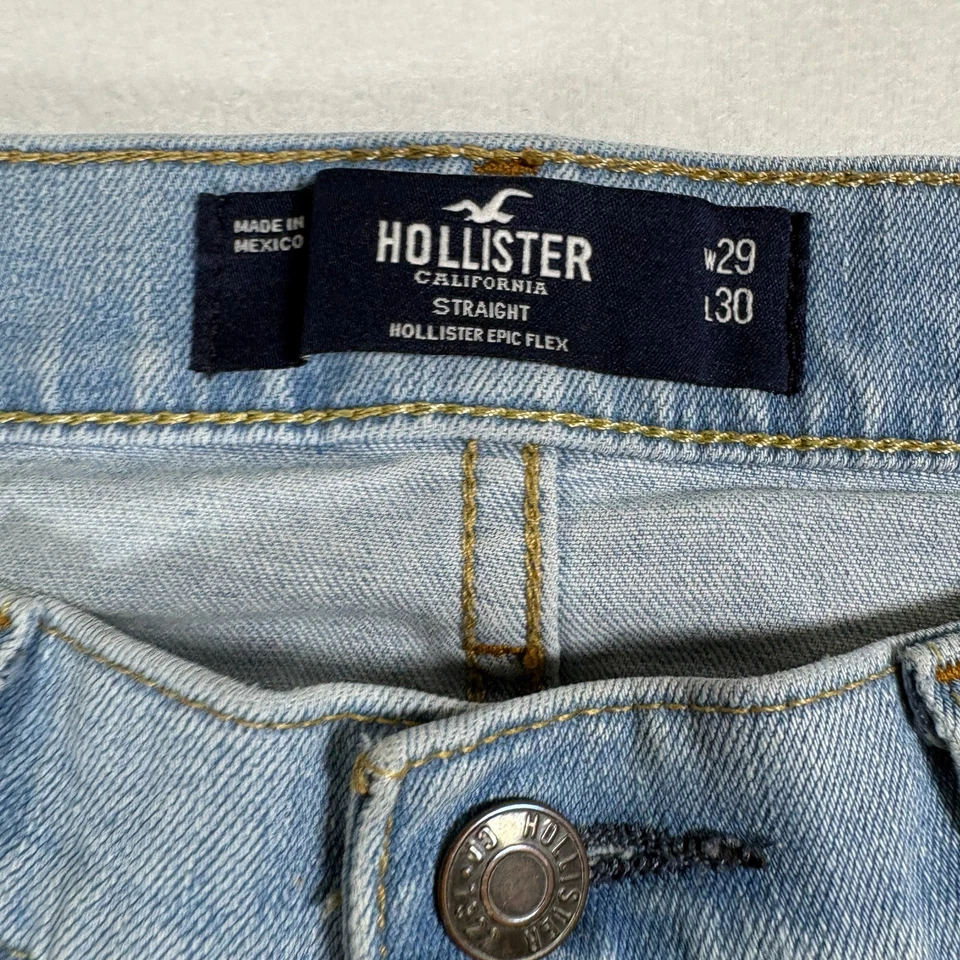 Jeans rectos Hollister para hombre 29x30 azul claro vintage Y2K retro elástico denim Foto 2 de 4