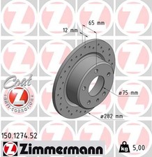 2x ZIMMERMANN Bremsscheibe SPORT Z 150.1274.52 f�r BMW E30 3er EVO