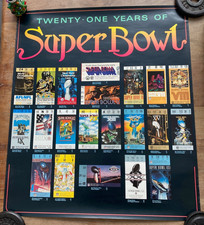 NFL SUPER BOWL TICKETS POSTER FIRST 21 YEARS 1967 - 1987 - 24 X 28