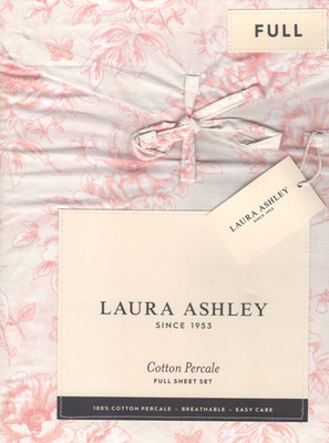 Laura Ashley Full Sheet Set Katherine Floral Pink 4pc Farmhouse Shabby Butterfly