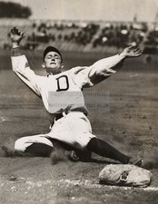 TY COBB SLIDING INTO BASE BASEBALL DETROIT TIGERS 1910 8.5X11 CANVAS PHOTO