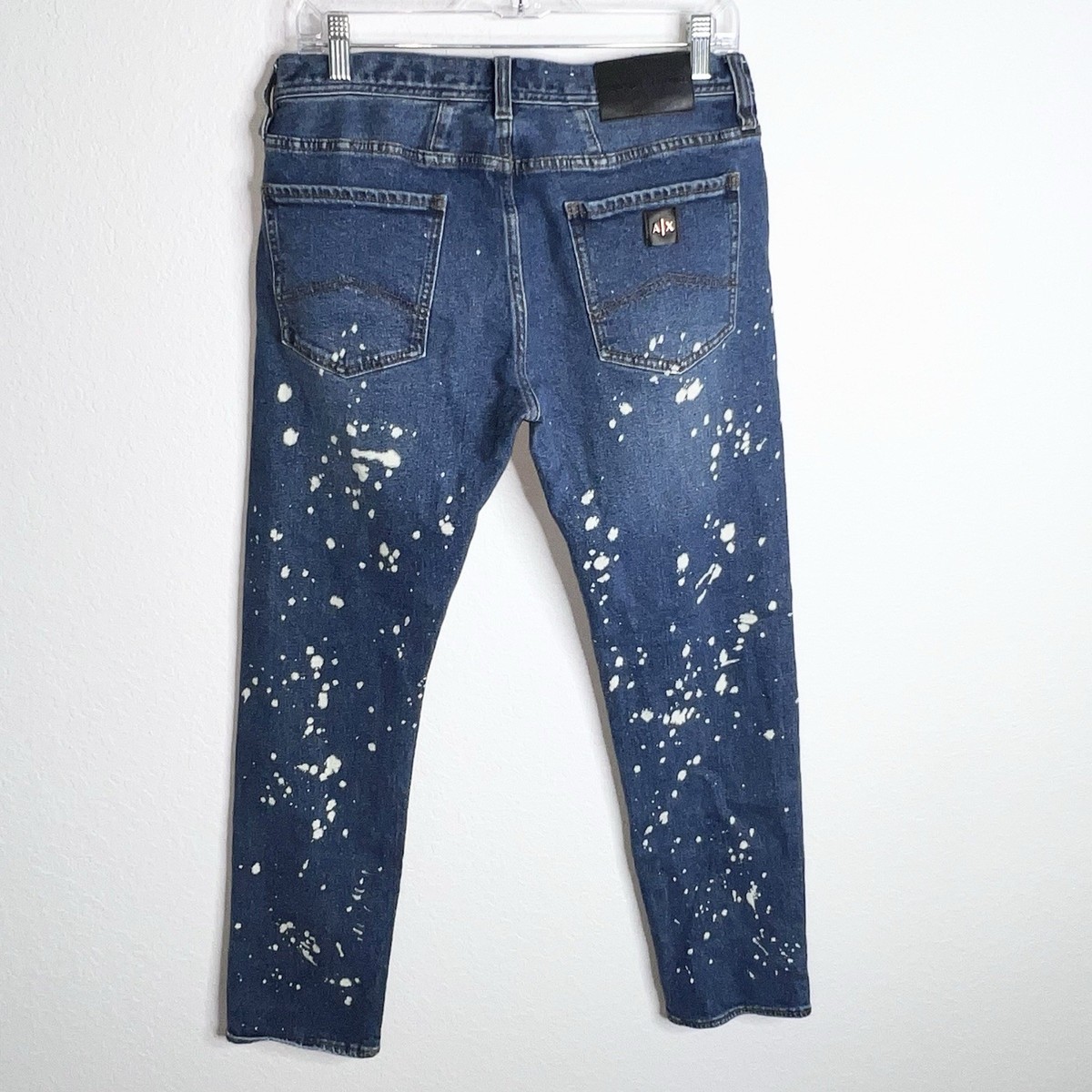 Armani Exchange Jeans Men 33 Slim Paint Splatter Destroyed