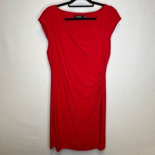 Lauren Ralph Lauren Red Cowl Neck Ruched Sheath Dress Womens 16
