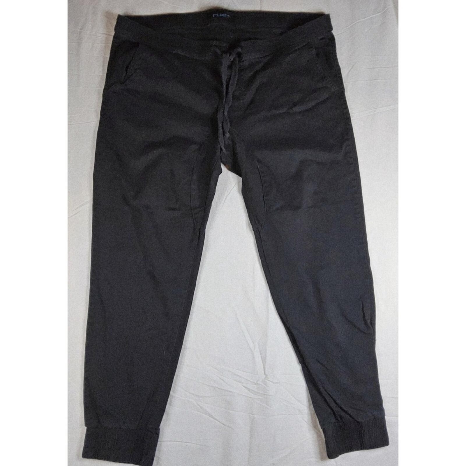 Rue+ Plus Size 3X Black Jogger Pants Cotton Stretch Elastic Waist Drawstring 3XL