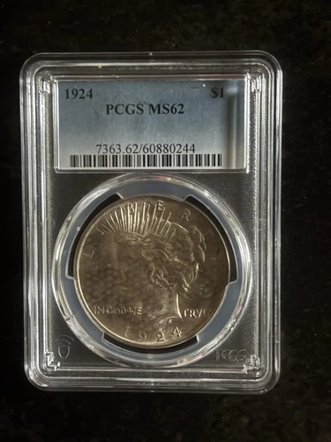 Silver! 1924 Peace Dollar Ms 62