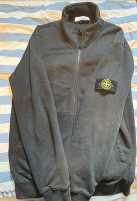 Stone Island Herren Sweatshirt Full Zip Jacke Schwarz Gr. L Stehkragen Logo