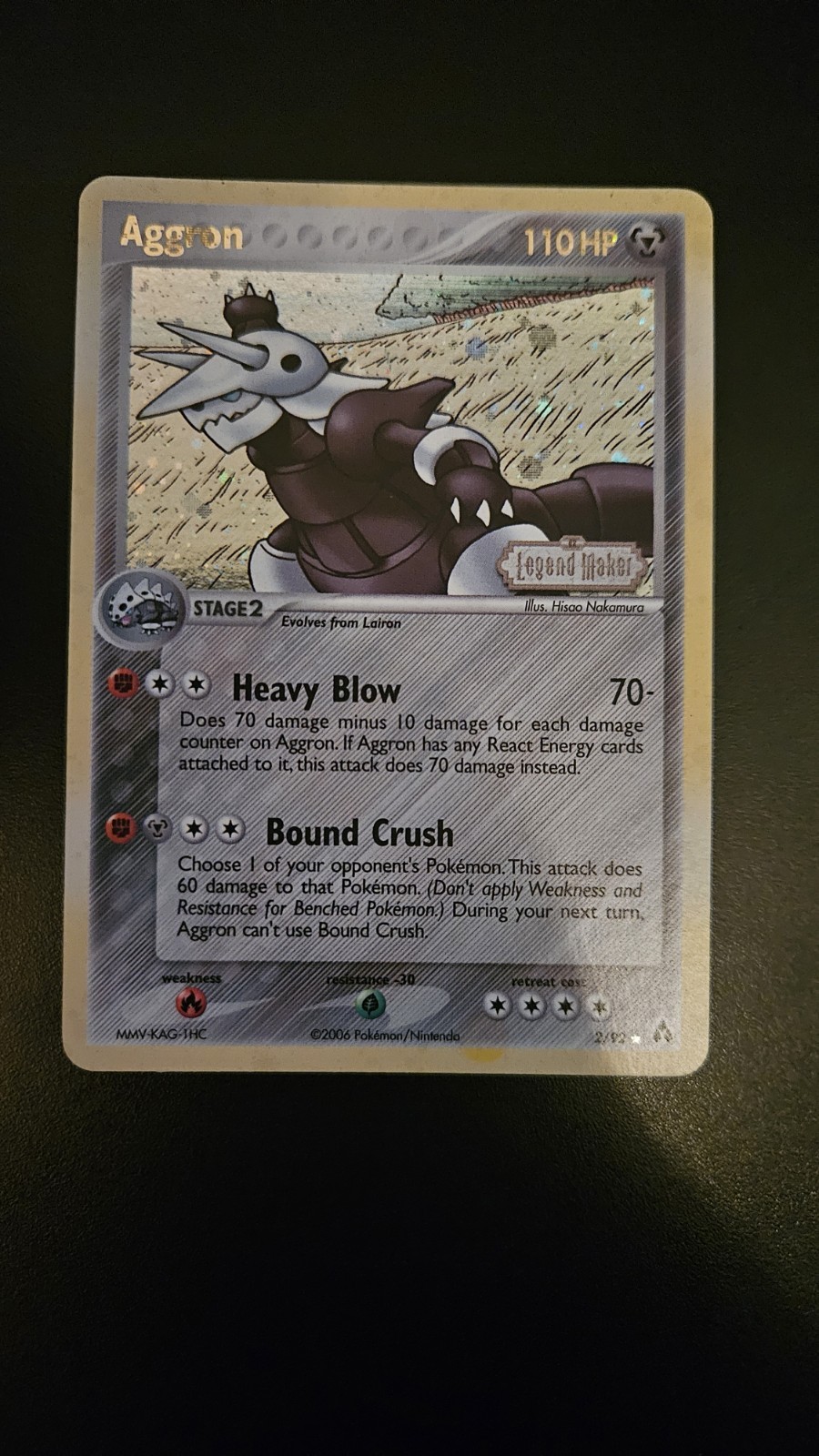 Pokemon TCG Aggron Legend Maker 2/92 Rare Reverse Holo Stamped NM