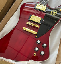 Firebird Style Electric Guitar HH Pickups Cherry Red Mahogany Body Gold Hardware