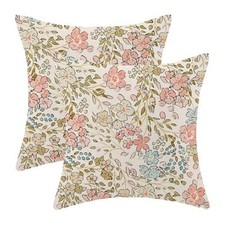 Spring Pink Floral Pillow Covers 16x16 Inch Set 16" x 16" Pack of 2 Flower8