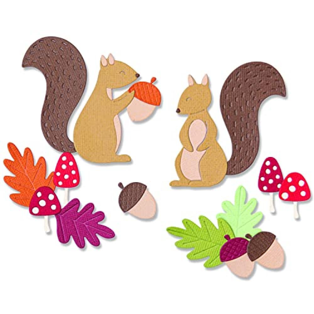 (TG. One Size) Sizzix Thinlits Set 8 Fustelle Harvest Squirrels di Jennifer Ogbo